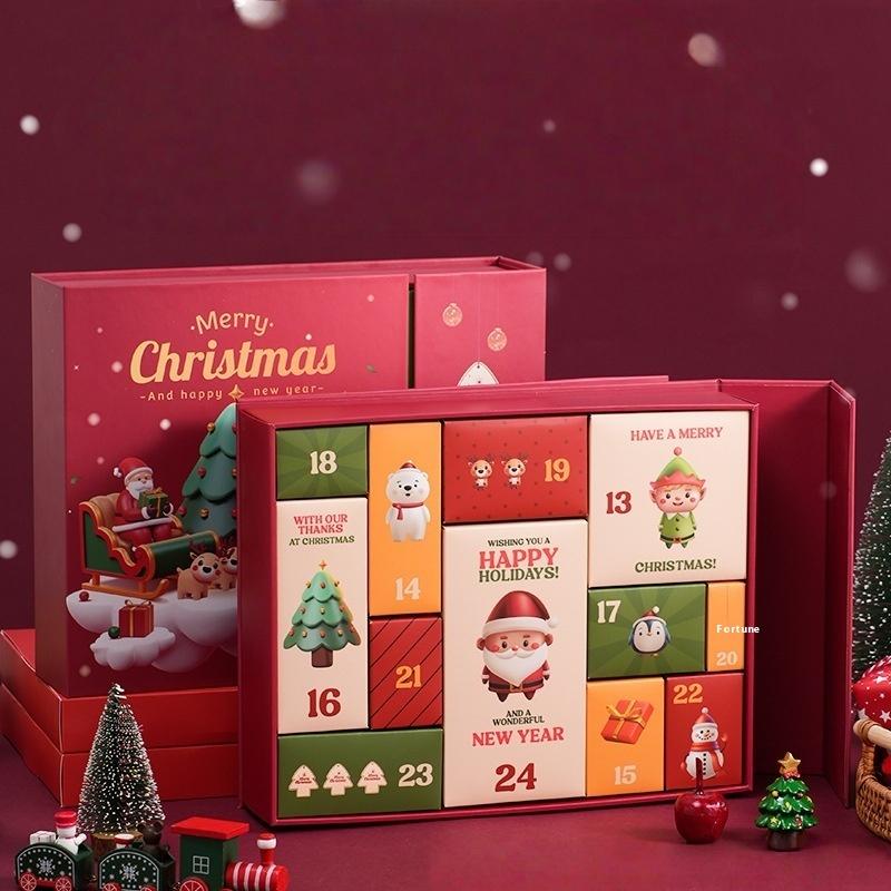 Christmas Advent Countdown Calendar Box 12Days Empty Gift Boxes DIY Christmas Empty Refillable Calendar Boxes For Xmas Gift