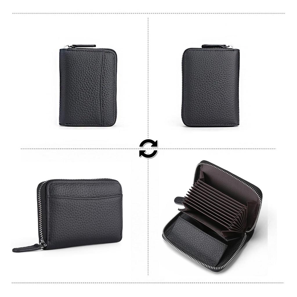 Jessimi Äkta Läder Miniplånbok, Kortfodral, Skimming-skydd, Kompakt, Boxformad Myntpåse, Koskinn, Kreditkort, Fragmentfodral,