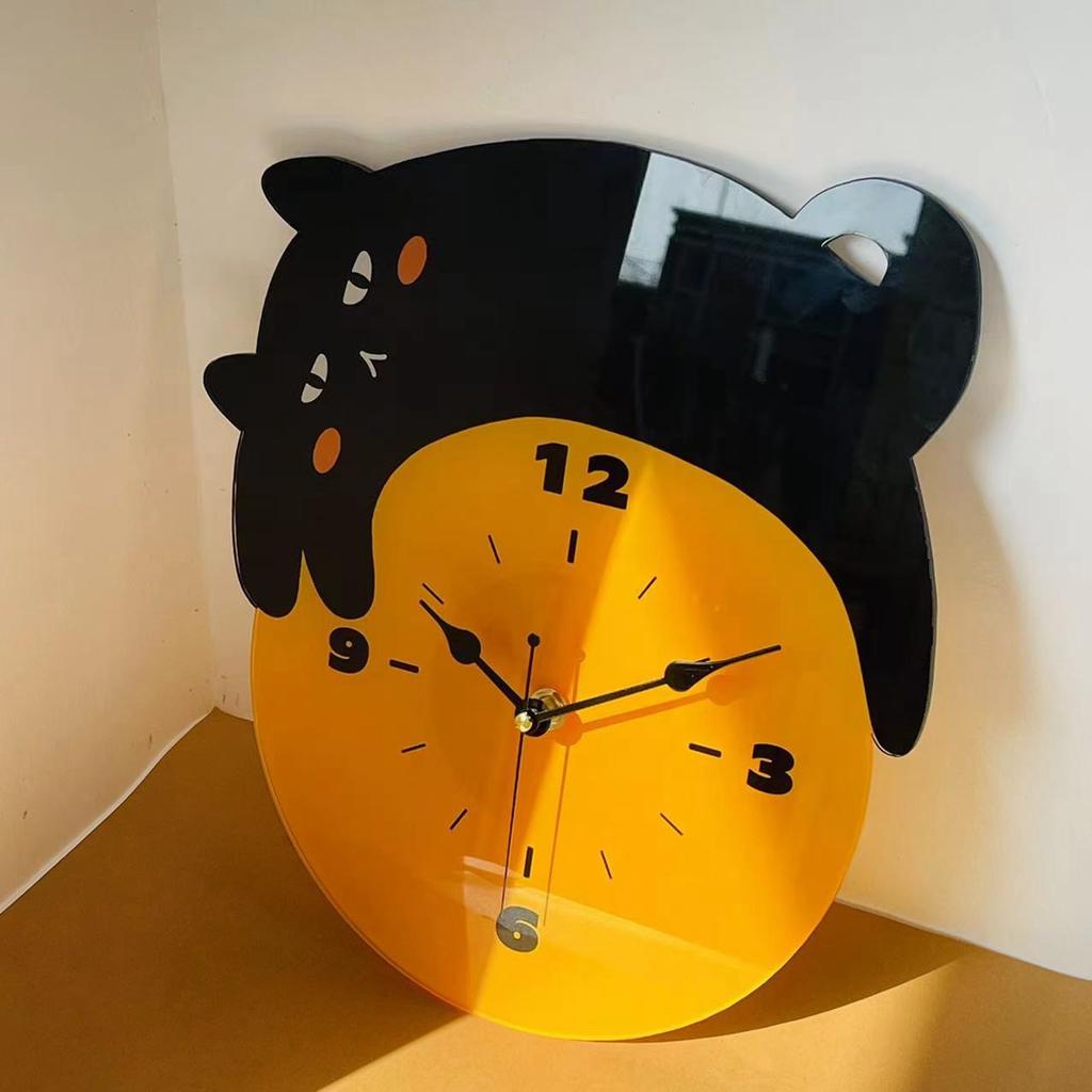 Modern Cat Wall Clock Ornament Desk Clock Non Ticking Cute Classroom Creative Modern Decor Analog Clock Acrylic Table Clock