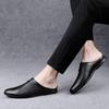 2022 Summer Half Drag Peas Genuine Leather Men Shoes Breathable Men'S Slippers Loafers Mens Moccasins High Quality Business Shoe