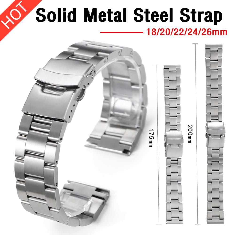 Stainless Steel Watch Strap 18mm 20mm 22mm 24mm 26mm for Seiko SKX007/009 for Rolex Universal Bracelet Quick Release Wrist Band