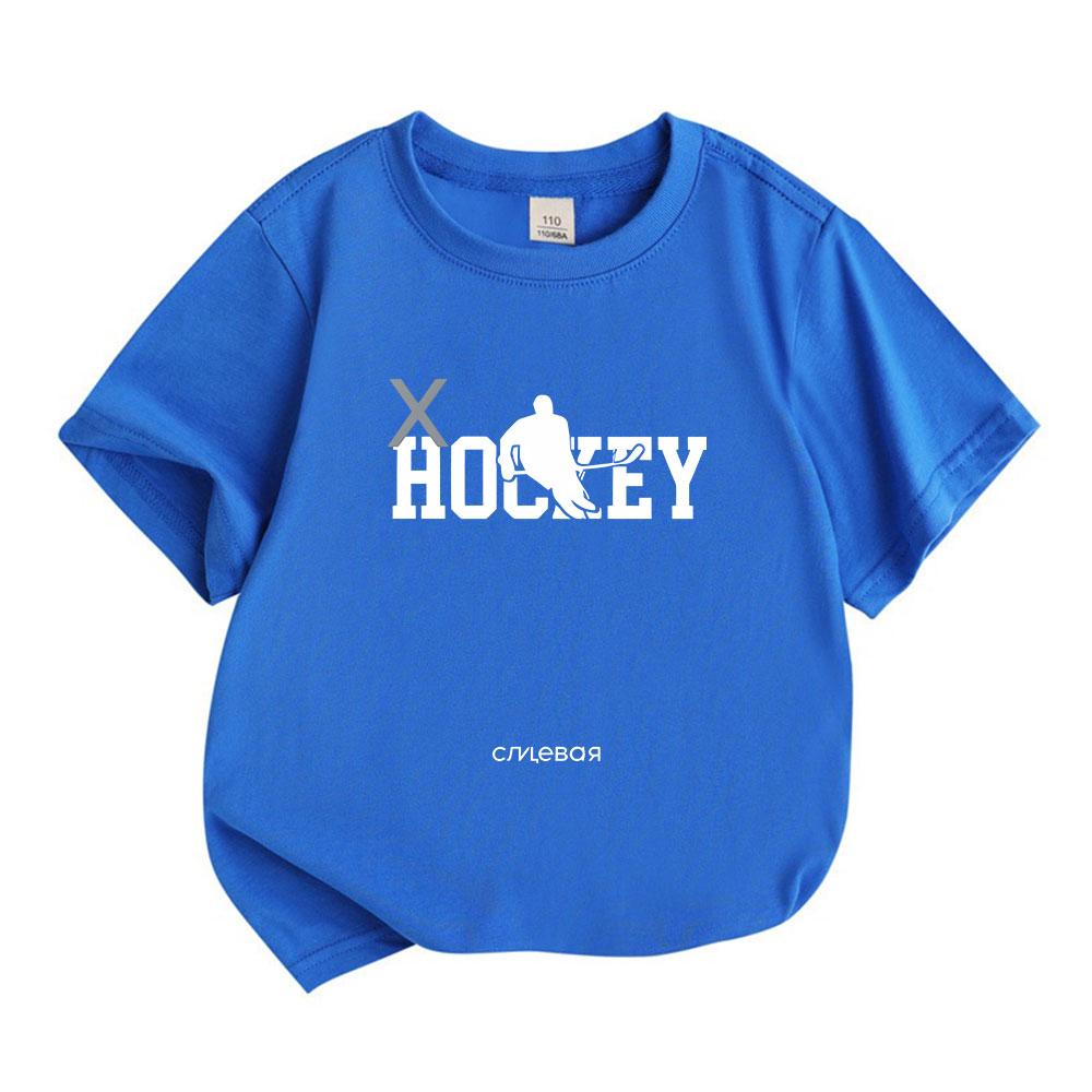 Unisex Kids Boys Girls 100% Cotton Crew Neck Short Sleeve T-Shirt, Cool Ice Hockey Graphic Casual Lightweight Tee for Children Daily Sports Outdoor We
