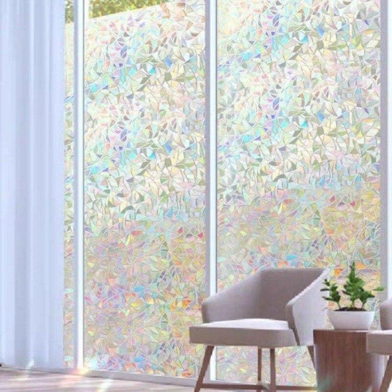 3D Static Rainbow Adhesive Free Glass Sticker Home Office Thermal Uv Resistant Window Film Decorative Privacy Sun Film