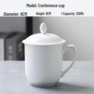 MOLUONA Gold Rim Ceramic Meeting Cup with Lid