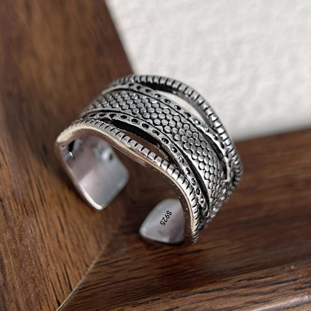 925 Sterling Silver Rings for Women Couple Minimalist Handmade Hollow Retro Ring Fine Jewelry Gift Prevent Allergy