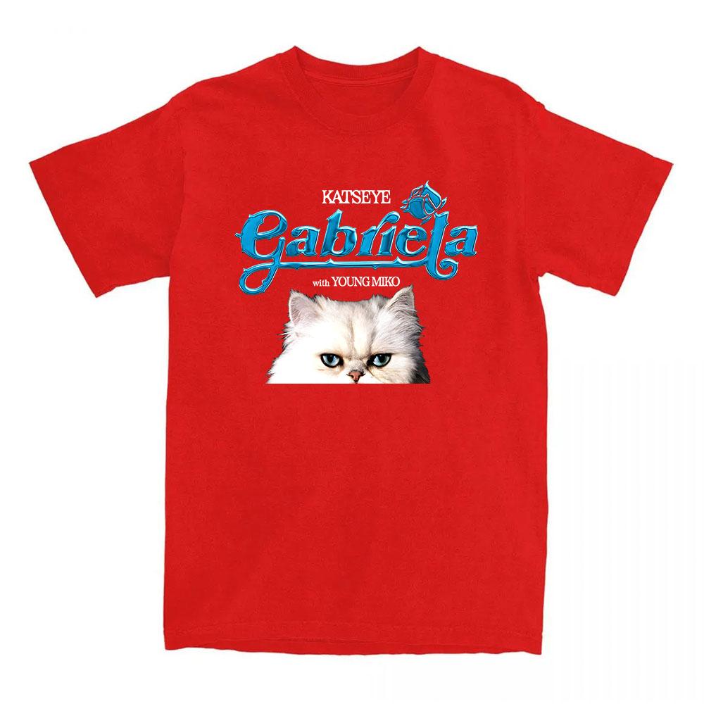 KATSEYE Gabriela Young Miko Remix T-shirt Cartoon Cat Graphic Print Tshirts Short Sleeve Fashion Women T Shirt Streetwear Unisex