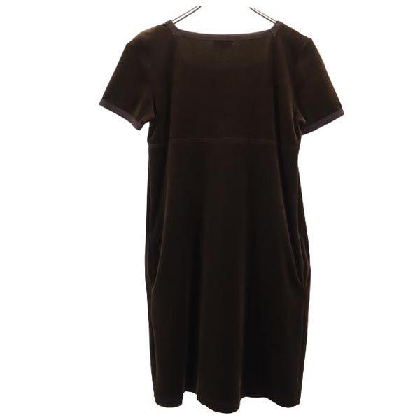 FOXEY RABBITS Made In Japan Short Sleeve Velor-like One Piece 40 Brown Women Used