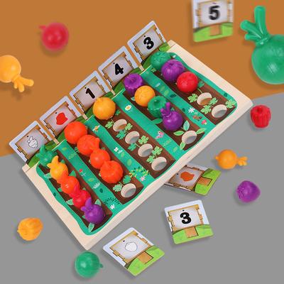 Dětská sklizeň mrkve Dřevěné Montessori hračky Pěstování ovoce zeleniny Třídění Matematické počítací hry Batolata Vzdělávací hračky 3-6 let