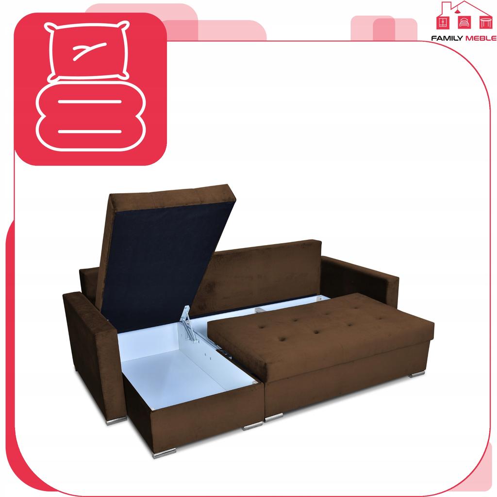 Varius Corner Sofa Bed with Sleeping Function Family Furniture Corner Brown
