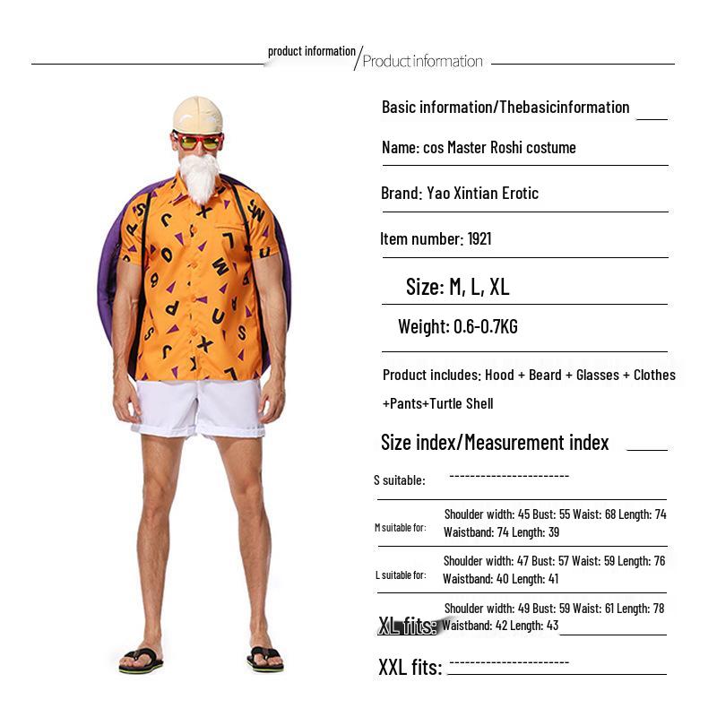 Master Roshi & Son Goku Halloween Cosplay Costumes: Demon King & Goku Clothes