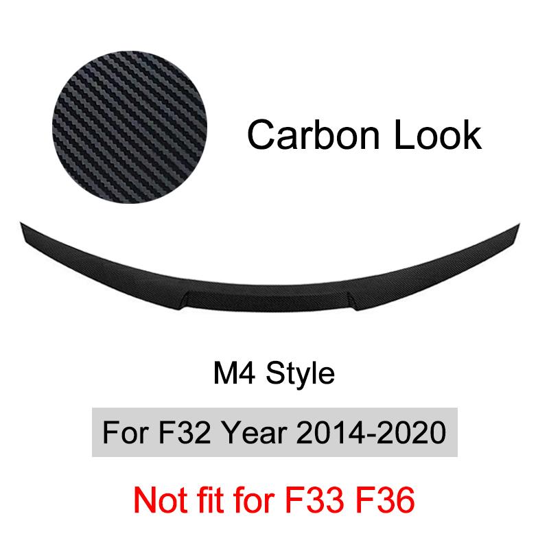 Per BMW Serie 4 F32 F33 F36 2014-2020 Fibra di Carbonio Lip Paraurti Posteriore Spoiler Baule Kit Ala Coda Stile MP M4 PSM Nero Lucido