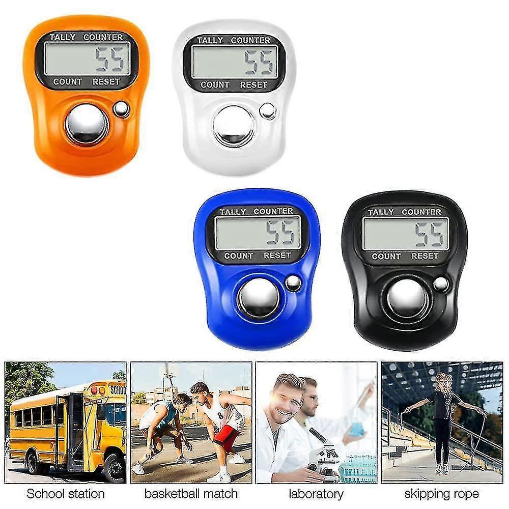 4 Pieces Electronic Lap Counter, 5 Digit Resettable Finger Counter,hand Counter With Lcd Display - PJ