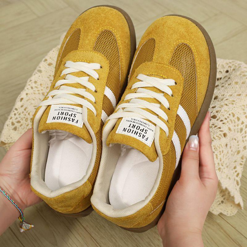 Milk tea color ins breathable women's mesh summer student casual board shoes thick sole lightweight sports casual shoes