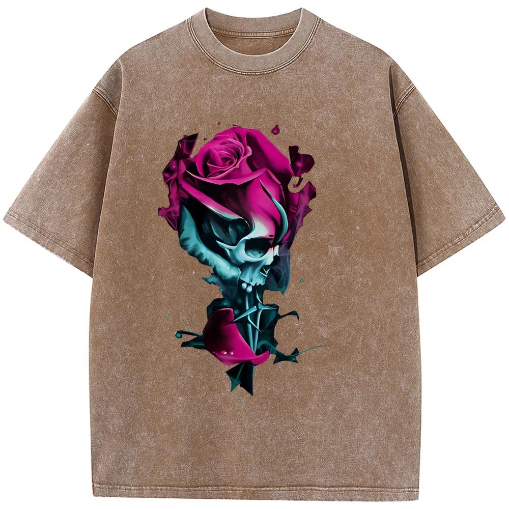 Washed Old High Quality T-shirt Men Casual Cotton Short Sleeve T-shirts Hip Hop Streetwear Men Washed T-shirts