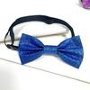 Children's Blue Glitter PU Bow Tie with Flower Decoration