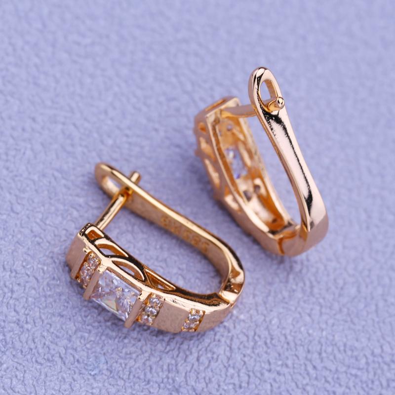 MINTHA Clip Earrings Trendy Fashion Jewelry Cubic Zirconia Hollow Stud Earrings For Women Rose Gold Color Earrings