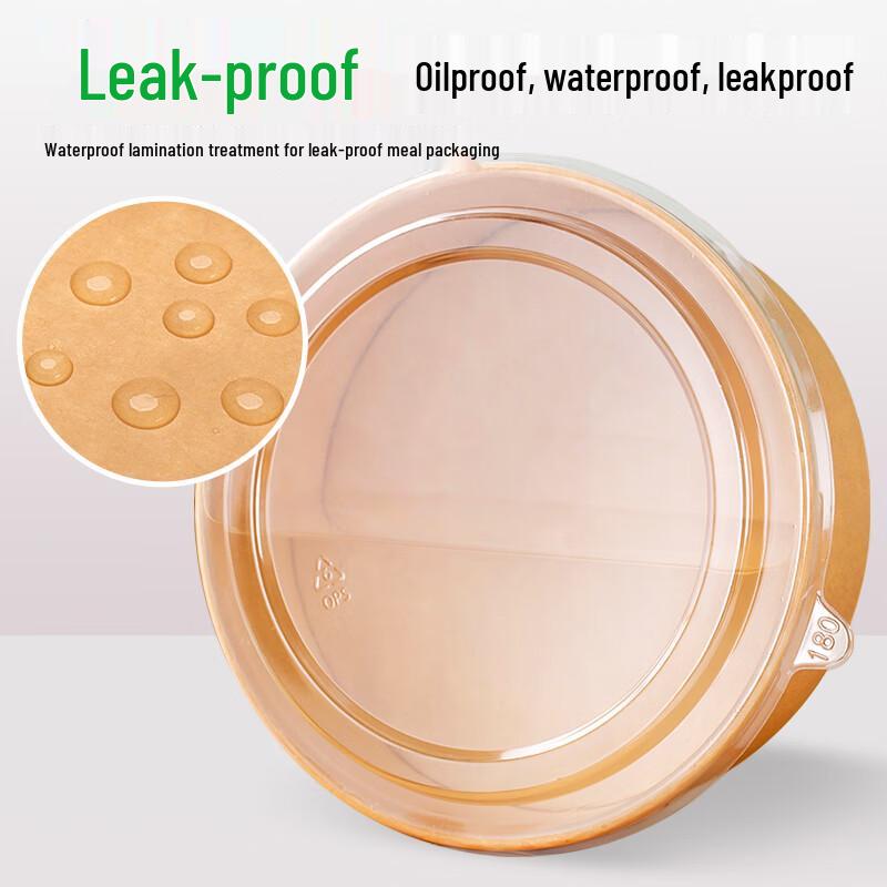 Jiemengzhe 750ml Disposable Kraft Paper Salad Bowls with Anti-Fog Lids