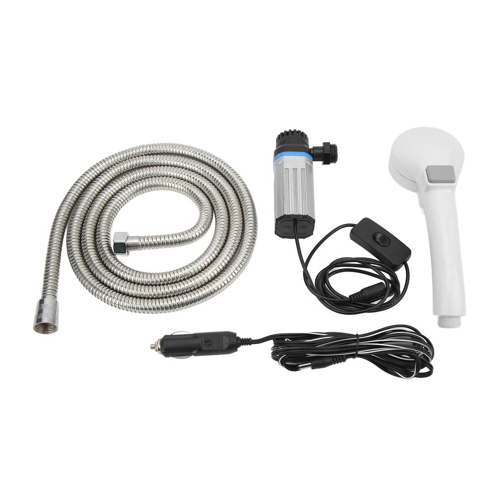 Kit Duș Camping în Aer Liber Pompă Apă Țeavă 2m Cablu 12V Brichetă Set pentru Mașini RV-uri SUV-uri
