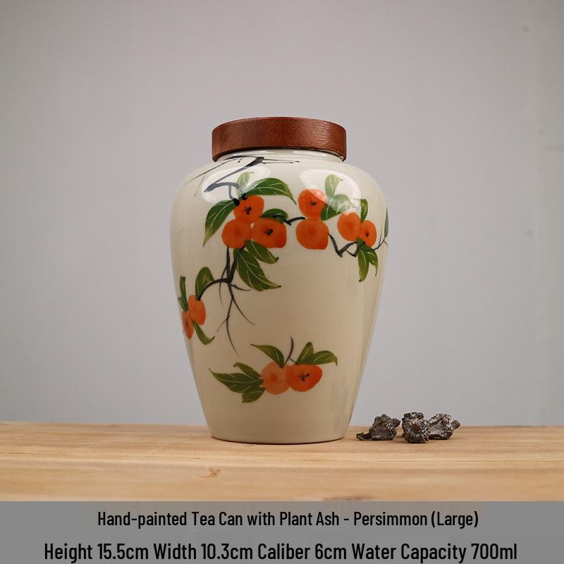 Hand-painted Bamboo Ceramic Tea Canister - Moisture-proof Storage for Green, White, and Pu'er Tea