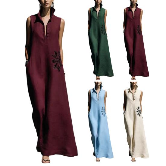 Women's V-Neck Dress with Nipped-In Waist Summer Dress Casual Loose Fit Dress Comfortable A-Line Silhouette Elegant Dress for Office Vacation Party