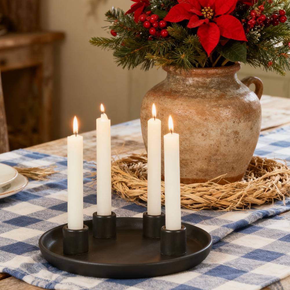 Ceramics Advent Candle Holder Matte Black White Taper Candle Tray 4 Candlestick Seats Dining Table Decoration