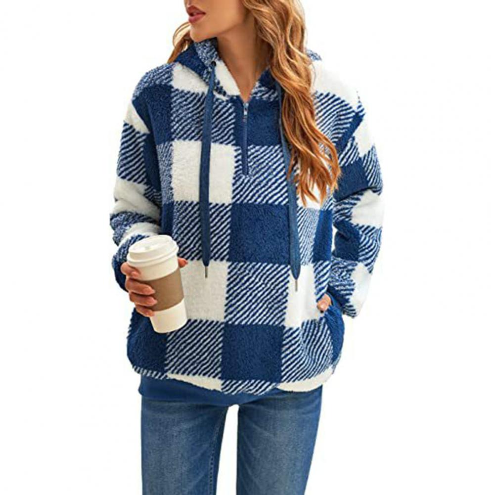 Damen Sweatshirt Damen Hoodie Warmes Plüsch-Pullover-Sweatshirt Gemütlicher Damen-Hoodie mit langen Ärmeln und Kordelzug für Herbst/Winter