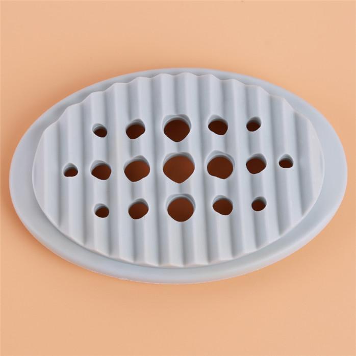 Silicone Soap Dish Storage Holder Tray Drain Soap Box Bathroom Accessories