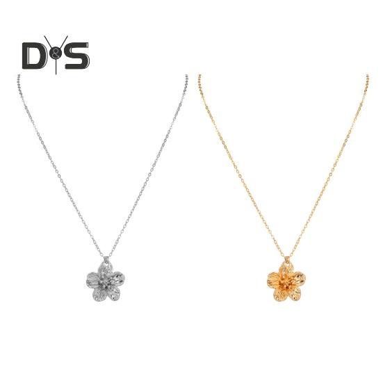 Collier de Fleurs pour Femmes Collier Pendentif Fleur en Métal Bijoux Hypoallergéniques pour Mariages Anniversaires
