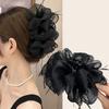 Mesh Bubble Hair Clip for Woman Elegant Temperament Feather Tassel Shark Clip Able Girl Ponytail Hair Clamp