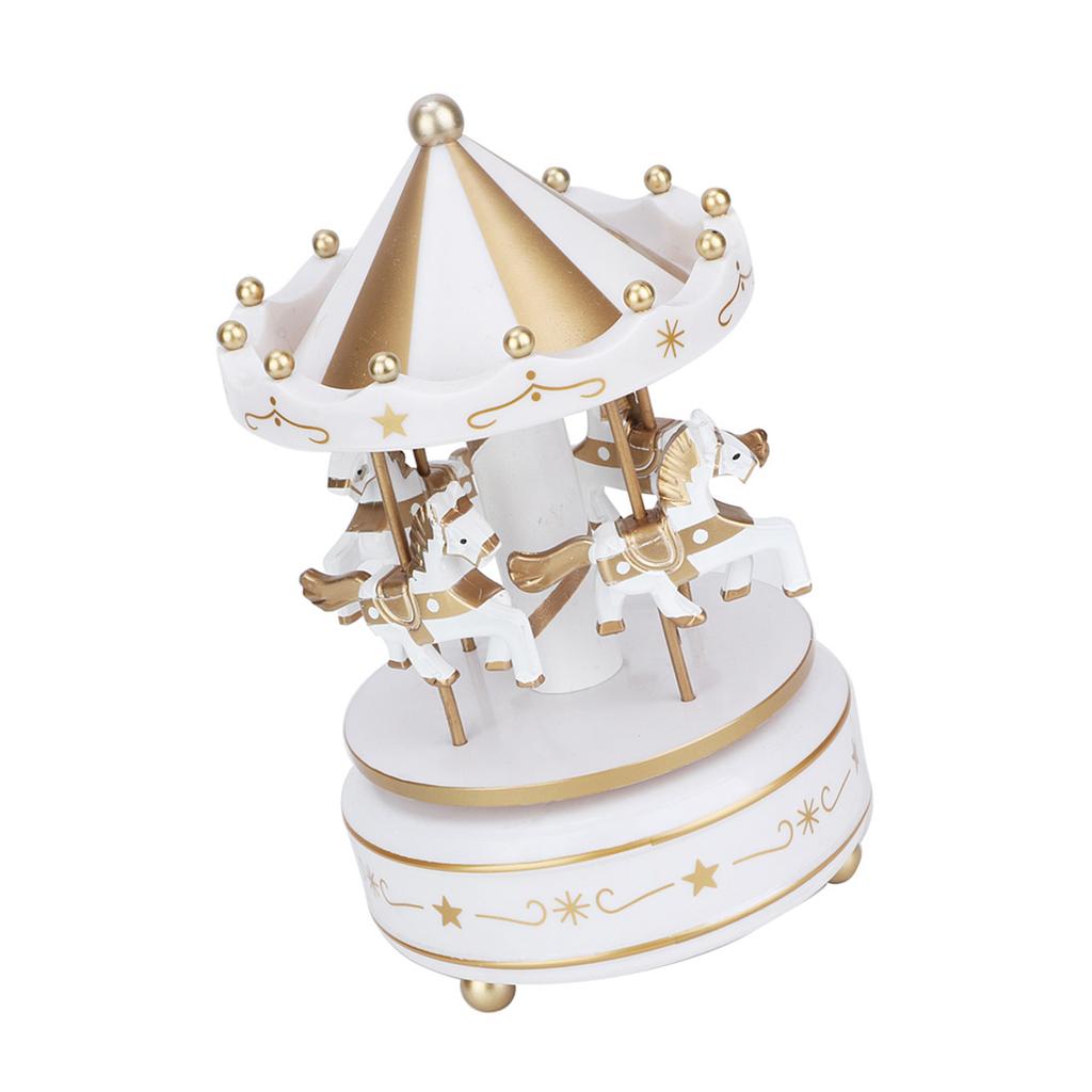 Merry GO Round Music Box Carousel Gift Christmas Wedding Birthday Gift Decor White
