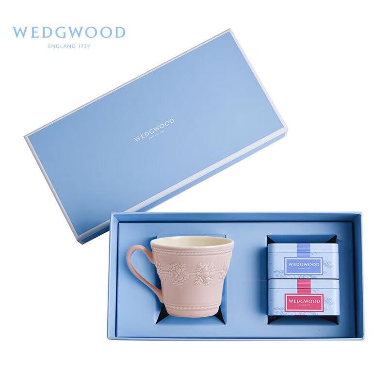 Wedgwood Joyful Holiday Pink Mug & Travel Tea Caddy Set