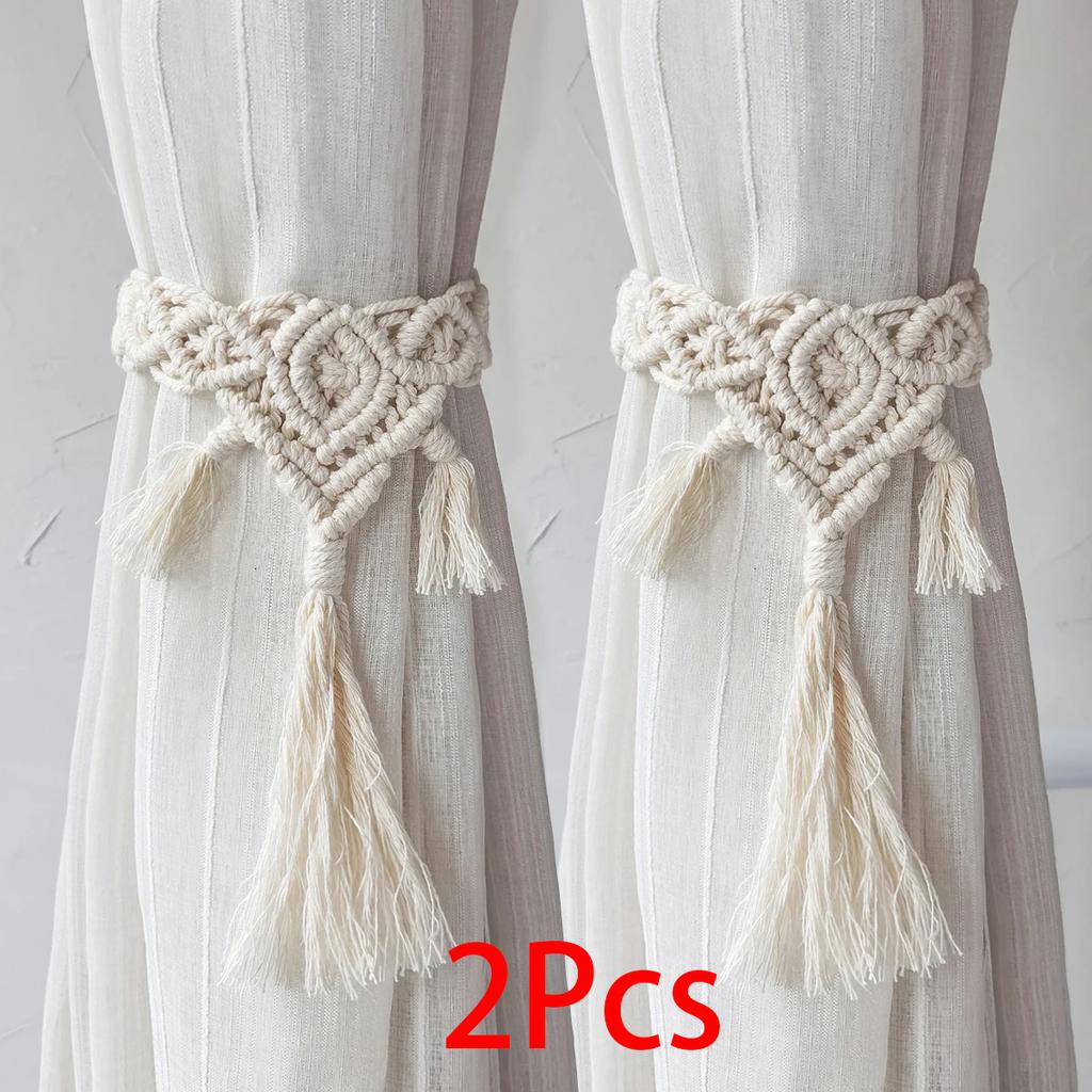Boho Curtaintiebacks med beadfringe Gardiner Tilbehør Makrame Dekorativ Gardin Tau Farmhouse Dekor for romdekorasjon