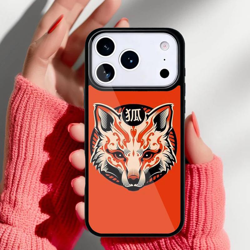 Japanese Kitsune Fox Mask Phone Case for iPhone 17 16 15 14 13 Pro Max Back Cover for 12 11 Pro Coque