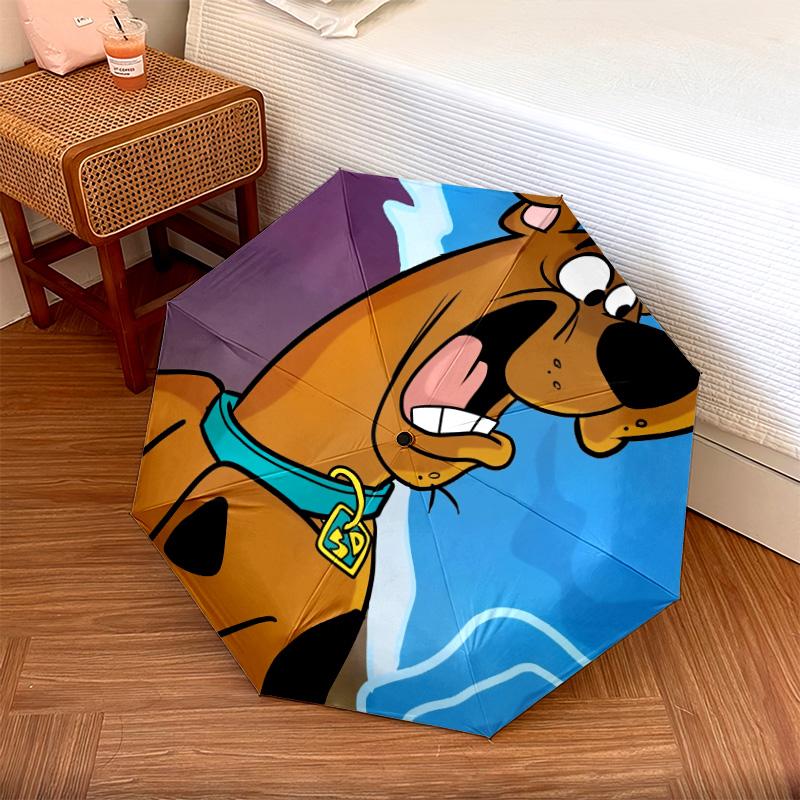 Scooby-Doo pattern, automatic folding umbrella, portable and foldable design, 8 ribs, a Christmas or birthday gift.