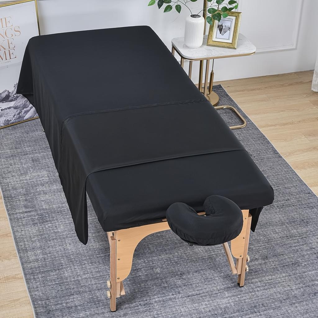 3pcs/Set Microfiber Massage Table Sheet Set Premium Salon SPA Bed Cover Unscented Flat Fitted Sheet Kit With Face Cradle Cover