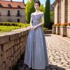 Ein-Schulter-Abendkleid Damen High-End Light Luxury Nische Französisch Senior Sense Gastgeber Würdevolle Atmosphäre Sternenhimmel-Abendkleid