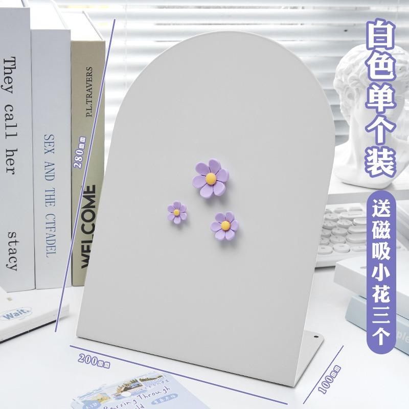 Desktop Magnetic Fluorescent Metal Message Board Vertical Standing Memo For Home Office
