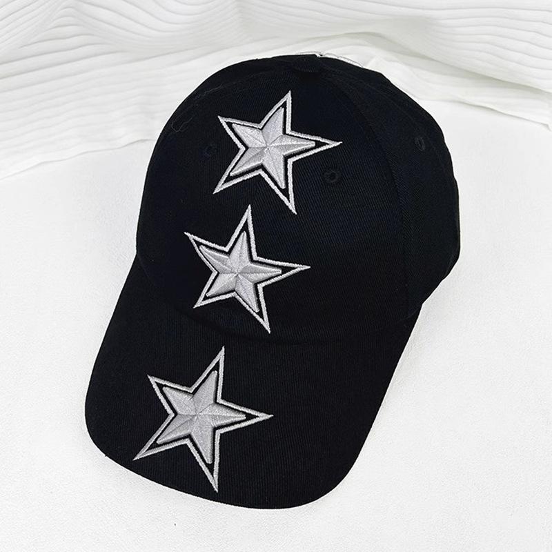 American Niche Retro Embroidered Five Pointed Star Baseball Cap Wide Brim Men and Women Showing Their Faces Small Hip Hop Personality Baseball Cap