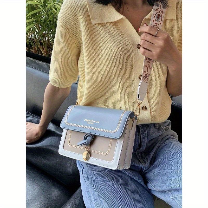 Fashionable Bag For Women, Versatile New Crossbody Bag, Casual, Color Block, Small Square Bag, Wide Strap, For Party Date School Outdoor Gift Fashion