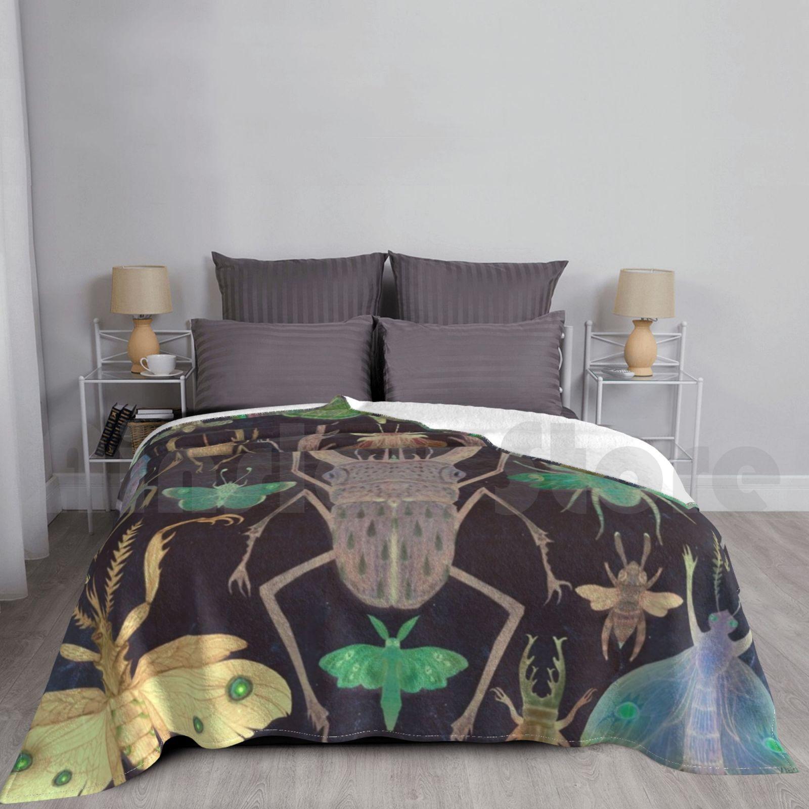 Blanket Entomologist s Wish ( The Neon Version ) 975 Insects Moths Butterflies Moth Hawkmoth Size: 75*100cm, Weight: 230 GSM