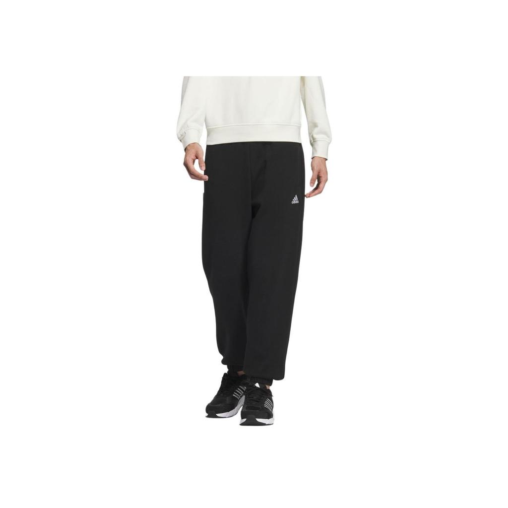adidas Sports Livsstil Serie Bokstav Logo Trykk Avslappet Enkel Komfortable Mansjetter Strikket Joggebukse Unisex Joggebukse Svart JM9112