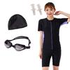 Le Mode De Toi Fitness Swimsuit for Women, Separated, Short-Sleeved, Swim Cap Set, Plus Sizes,