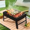 Přenosný gril na dřevěné uhlí Nerezový Malý Mini BBQ Sada nářadí Venkovní vaření Kempování Piknik Pláž Přenosný BBQ Korejský BBQ