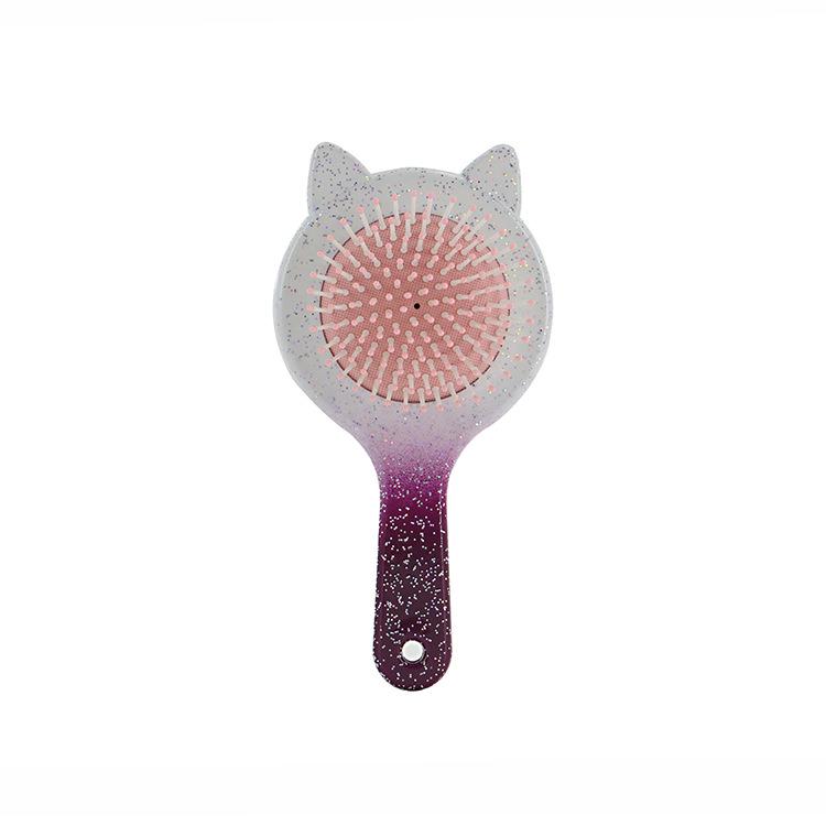 Women's Black Cat Ear Cushion Massage Comb – Portable, Smooths Hair