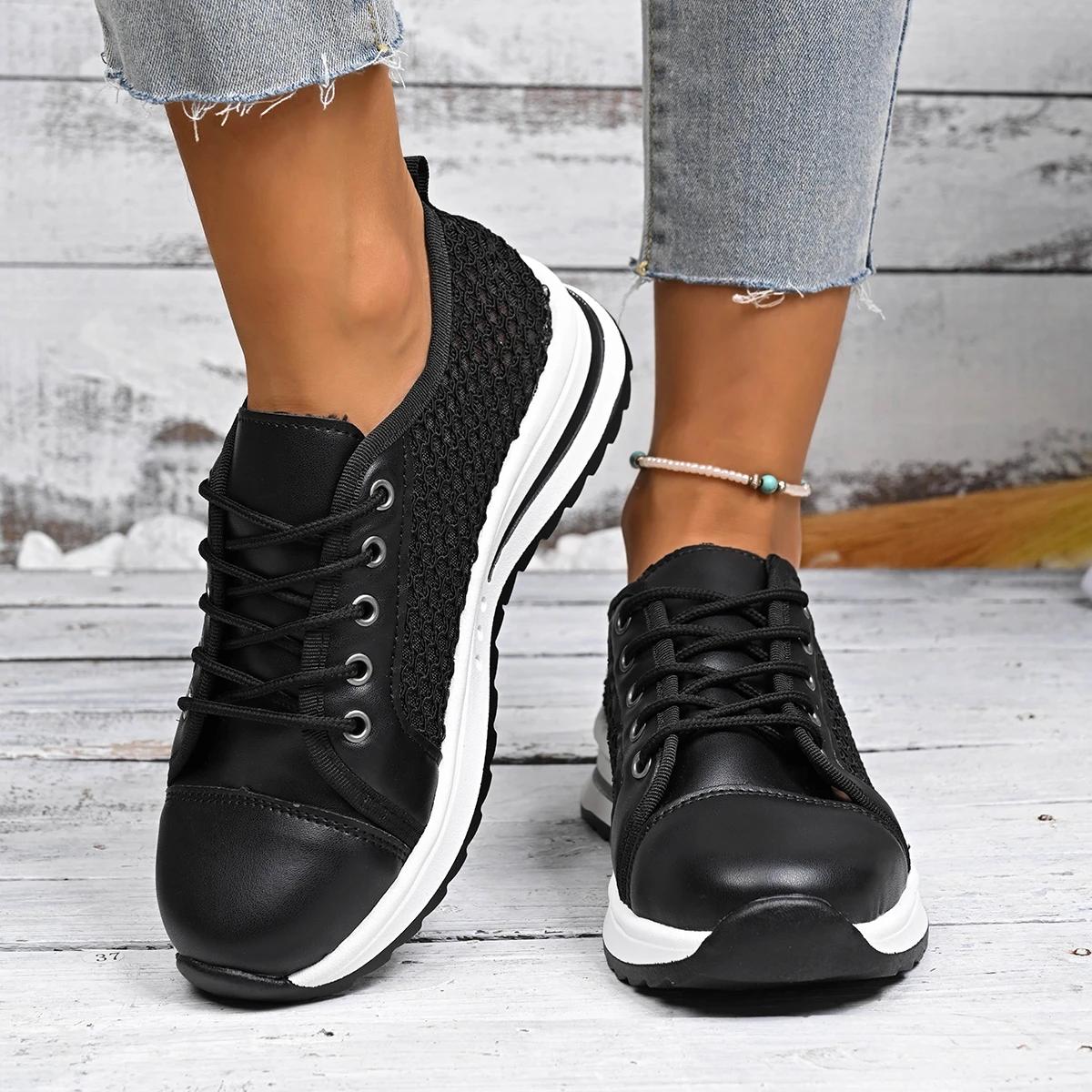 

Fashionable Shallow Lace Up Vulcanized Shoes for Spring and Autumn New Round Toe Comfortable Casual Sports Shoes for Women 36