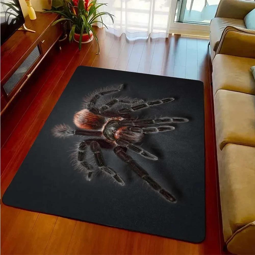 3D Spider Carpet Crawl Animal Rug Halloween Horror Mat Trick or Treat Rugs Teens Bedroom Floor Mat Festival Home Decor Doormat