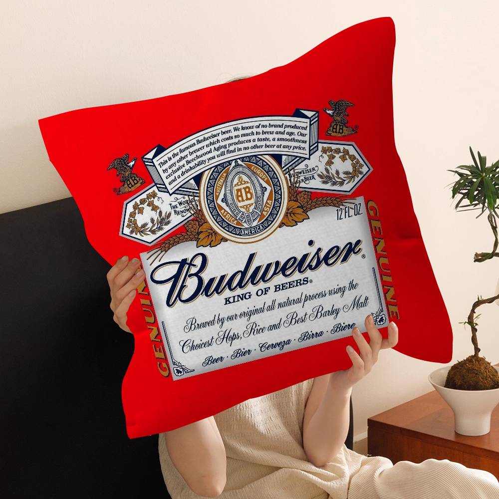 Classic Beer Brand B-Budreiser Personalized Pillow Cover Kids Bedroom Wild Party Decor Pillowcase kid Birthday shower Gift