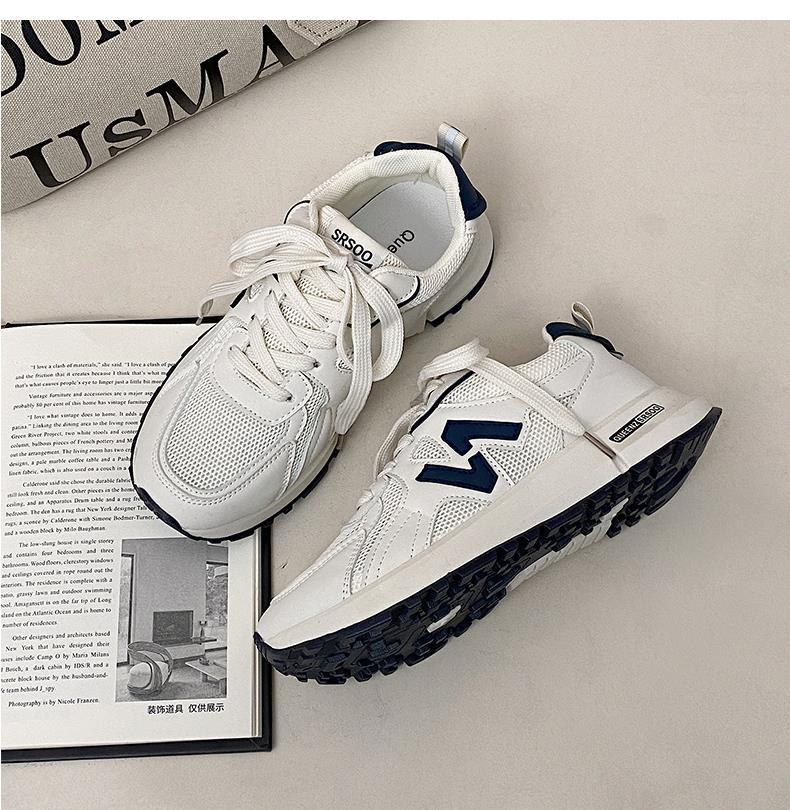 Hongkong-Stil vielseitige Explosion dicksohlige super angesagte kleine weiße Schuhe Damen 2025 neu Sommer leicht lässig atmungsaktiv Sportschuhe