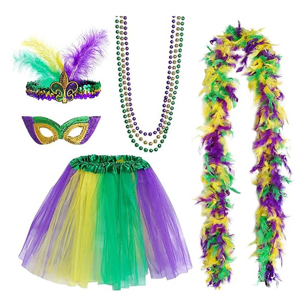 Mardi Gras Celebration Costume Hat Masquerade Mask Festival Theme Party Sequins Headband Boa Carnival Party Accessories