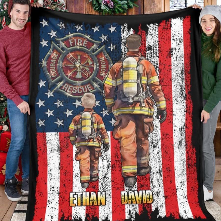 Firefighter blanket gift for firefighter man dad husband adult bedroom living room decoration flannel blanket